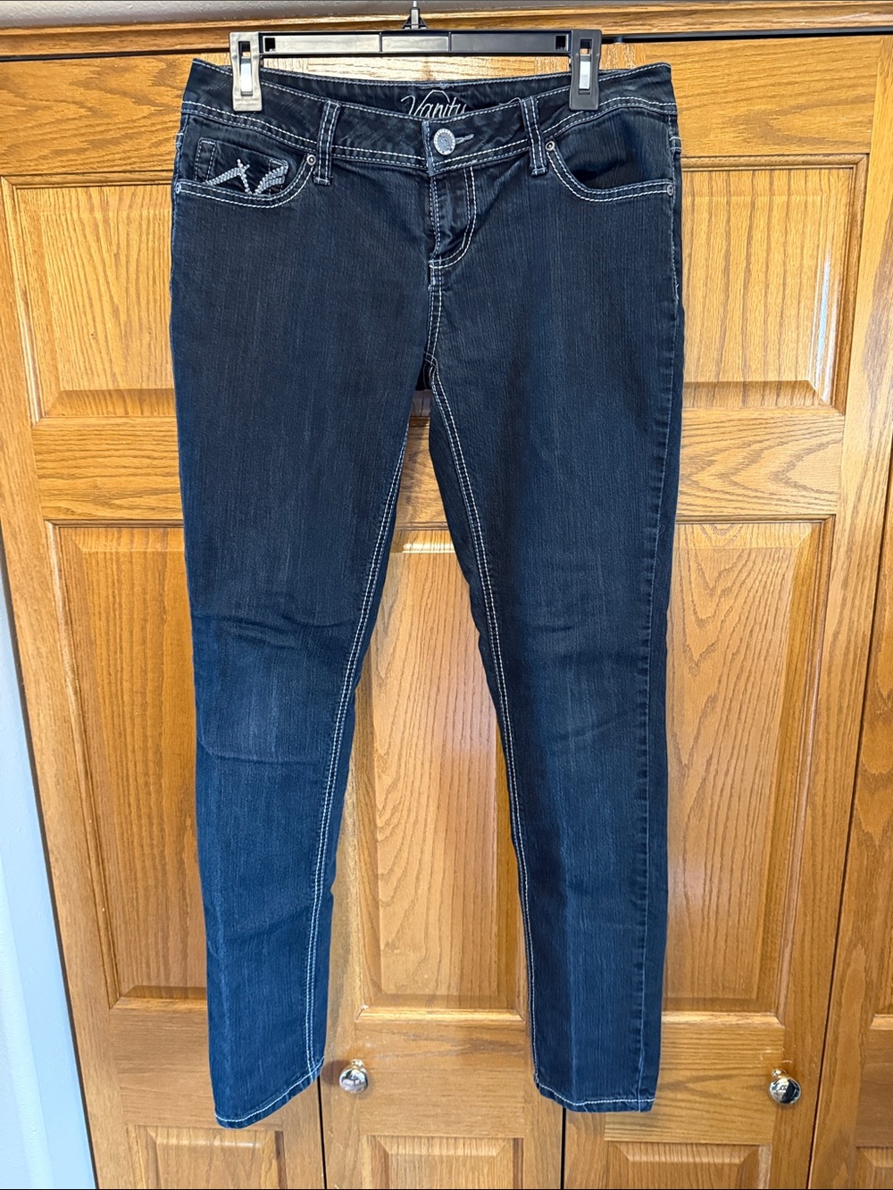 Y2K Vanity Dark Blue Women's Skinny Jeans Harlow-Size: 29w/32L